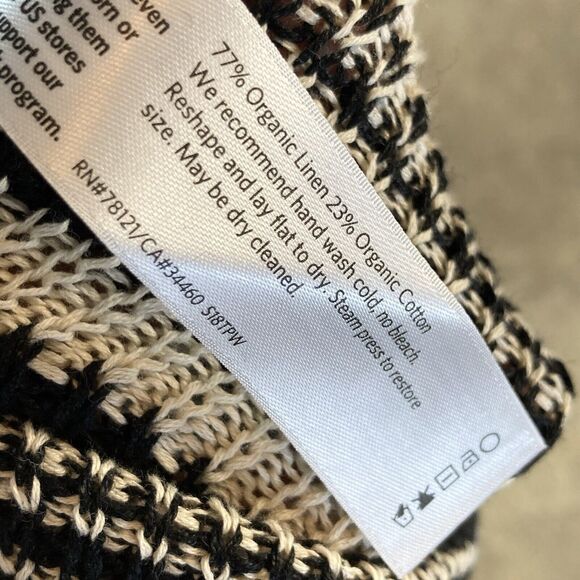 Eileen Fisher Sweater Womens Large Organic Printed Pullover Linen Blend Blk Wht - Picture 8 of 10
